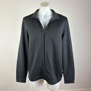 Hugo Boss Charcoal Knit Zip-Up Sweater